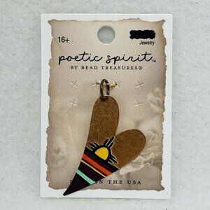 USA Jewelry Pendant Sunset Heart Love Crafted Handcrafted Copper Charm Retro New